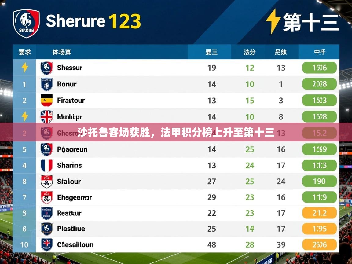 2026 极速体育吧沙托鲁客场获胜，法甲积分榜上升至第十三  第1张